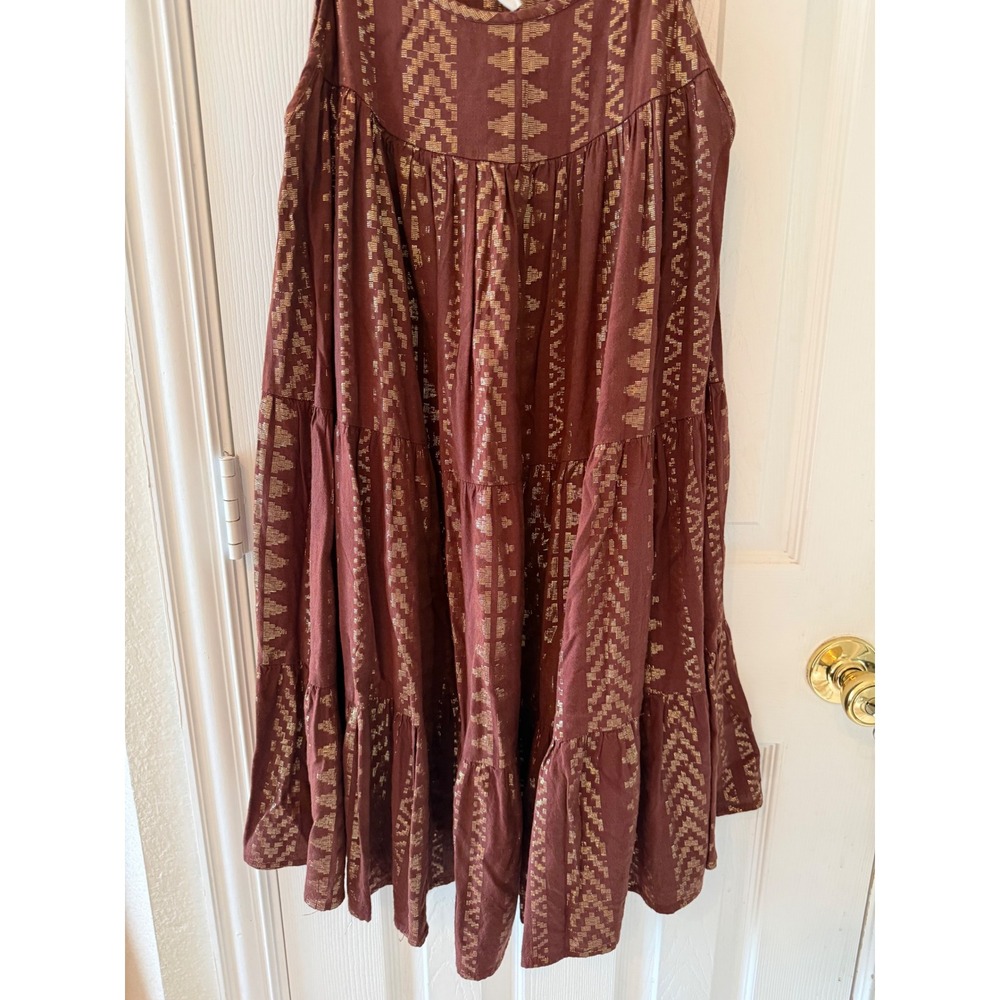 Elan Brown Metallic Mini Dress with Gold Accents - Picture 3 of 8